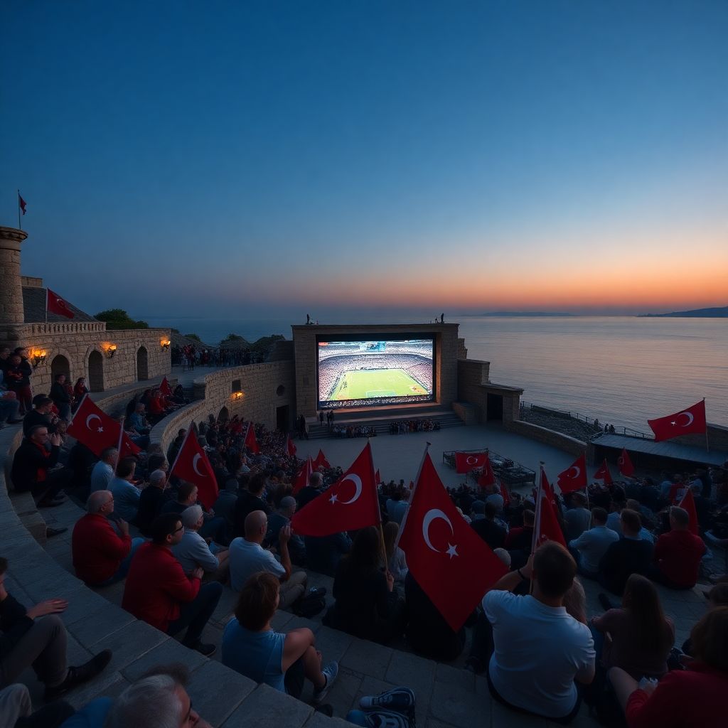 Antiphellos ancient theatre in kaş becomes a world cup fan zone for turkey