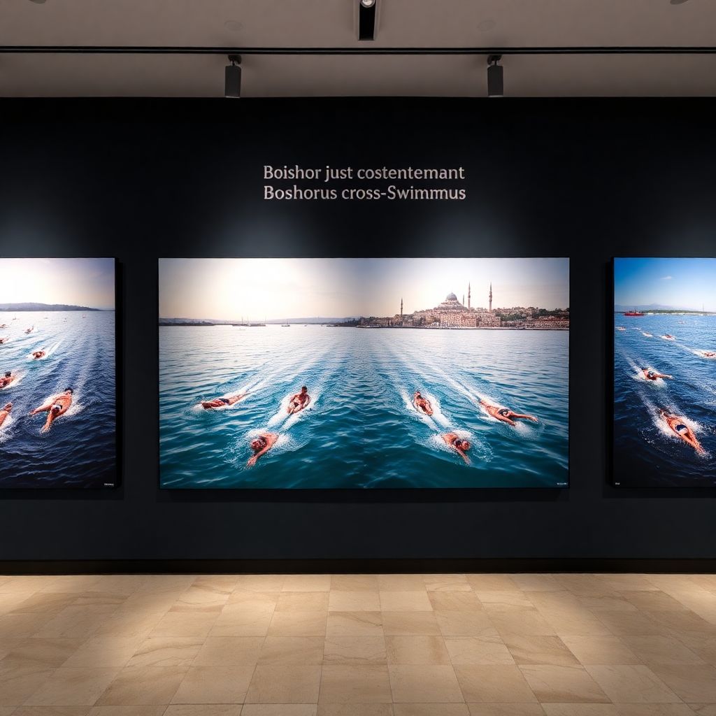 Bosphorus cross-continental swimming race photo exhibition at memorial art galleries
